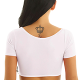 Women's Crop Top For Belly Dance / Adult Mesh See Through Clothing With Short Sleeve - EVE's SECRETS