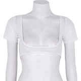 Women's Crop Top For Belly Dance / Adult Mesh See Through Clothing With Short Sleeve - EVE's SECRETS