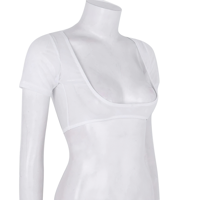 Women's Crop Top For Belly Dance / Adult Mesh See Through Clothing With Short Sleeve - EVE's SECRETS
