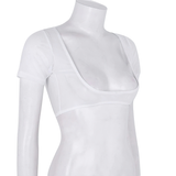 Women's Crop Top For Belly Dance / Adult Mesh See Through Clothing With Short Sleeve - EVE's SECRETS