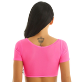 Women's Crop Top For Belly Dance / Adult Mesh See Through Clothing With Short Sleeve - EVE's SECRETS