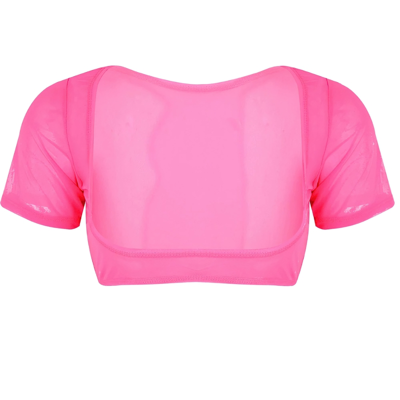 Women's Crop Top For Belly Dance / Adult Mesh See Through Clothing With Short Sleeve - EVE's SECRETS