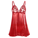 Women's Erotic Floral Pattern Lace Clothing / Deep Neck Underwear With Bow / Sexy Female G-String - EVE's SECRETS