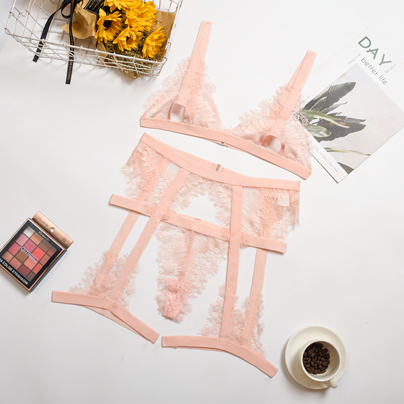 Women's Erotic Hollow Out Lingerie Underwear / Female Push Up Lace Bra Lingerie Set - EVE's SECRETS