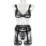Women's Erotic Hollow Out Lingerie Underwear / Female Push Up Lace Bra Lingerie Set - EVE's SECRETS