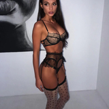 Women's Erotic Lingerie Set with Lace / Floral Bra and Garters / Sexy Transparent Lingerie - EVE's SECRETS