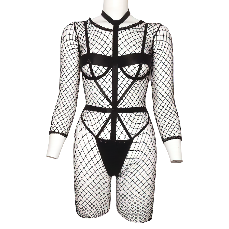 Women's Erotic Mesh Overall / Female Sex-Games Clothing / Sexy Long-Sleeve Bodysuits - EVE's SECRETS