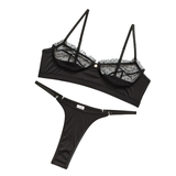 Women's Erotic Ruffle Lace Lingerie / Female Sexy Transparent Short Skin Bra Brief Sets - EVE's SECRETS