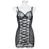 Women's Erotic Transparent Deep Neck Dress / Sexy Lace-up Backless Female Outfits - EVE's SECRETS