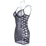 Women's Erotic Transparent Deep Neck Dress / Sexy Lace-up Backless Female Outfits - EVE's SECRETS