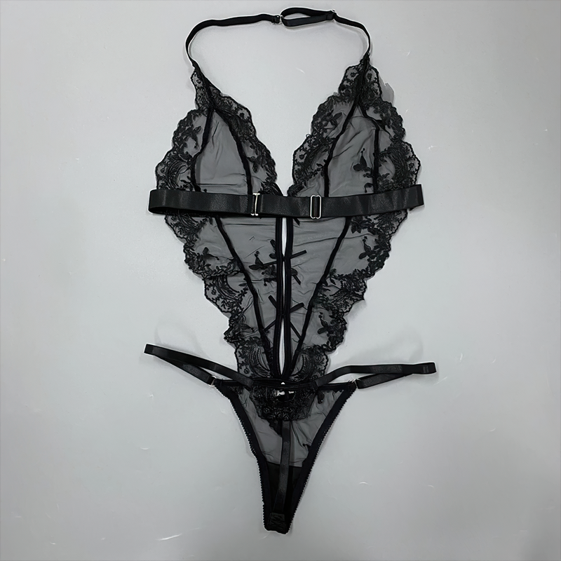 Women's Erotic Transparent Teddies Bodysuit / Female Exotic Halter Costume Outfit - EVE's SECRETS