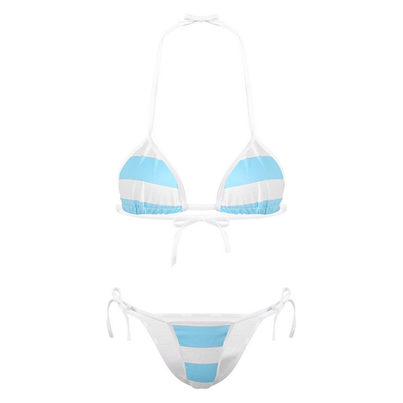 Womens Femme Stripe Heart Cute Micro Bikini / Lingerie Summer Swimwear Set/ G-String Bra Top - EVE's SECRETS