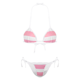 Womens Femme Stripe Heart Cute Micro Bikini / Lingerie Summer Swimwear Set/ G-String Bra Top - EVE's SECRETS