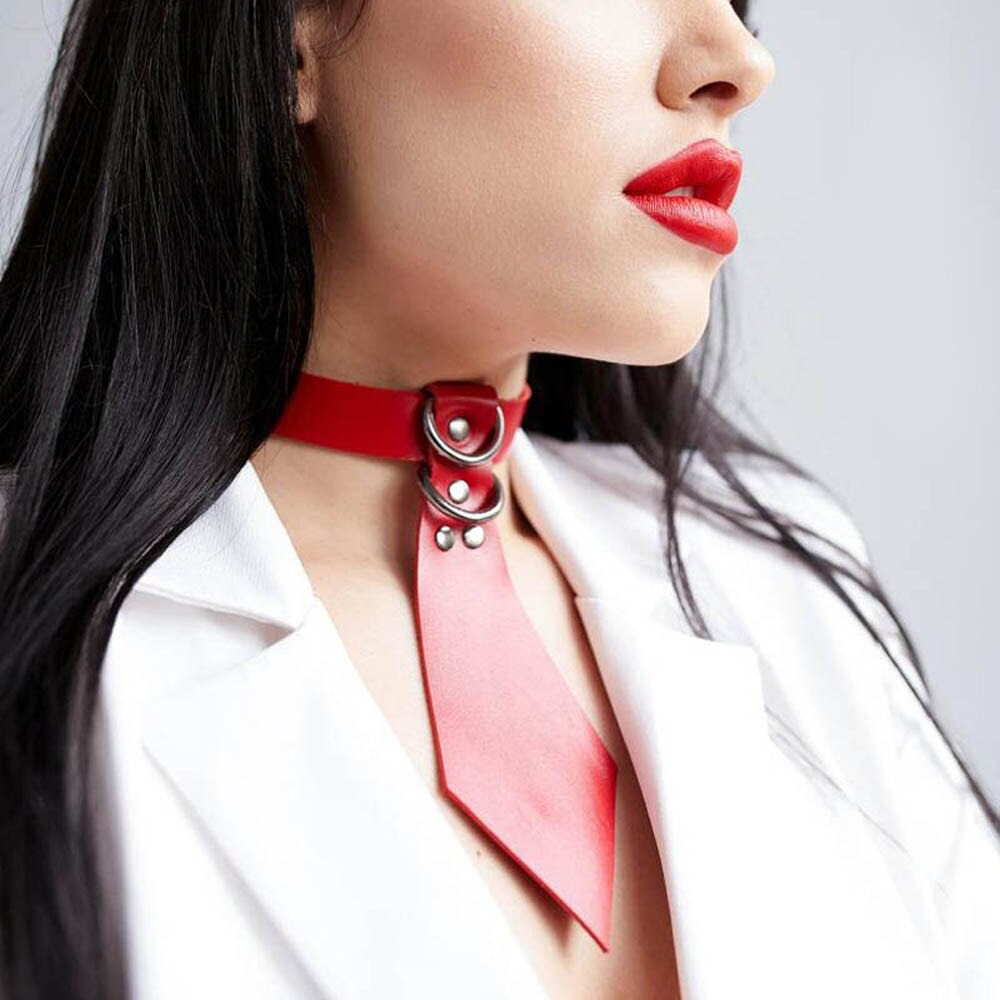 Women's Fetish Choker with Tie / Sexy Faux Leather Collar / BDSM Neck Accessories - EVE's SECRETS