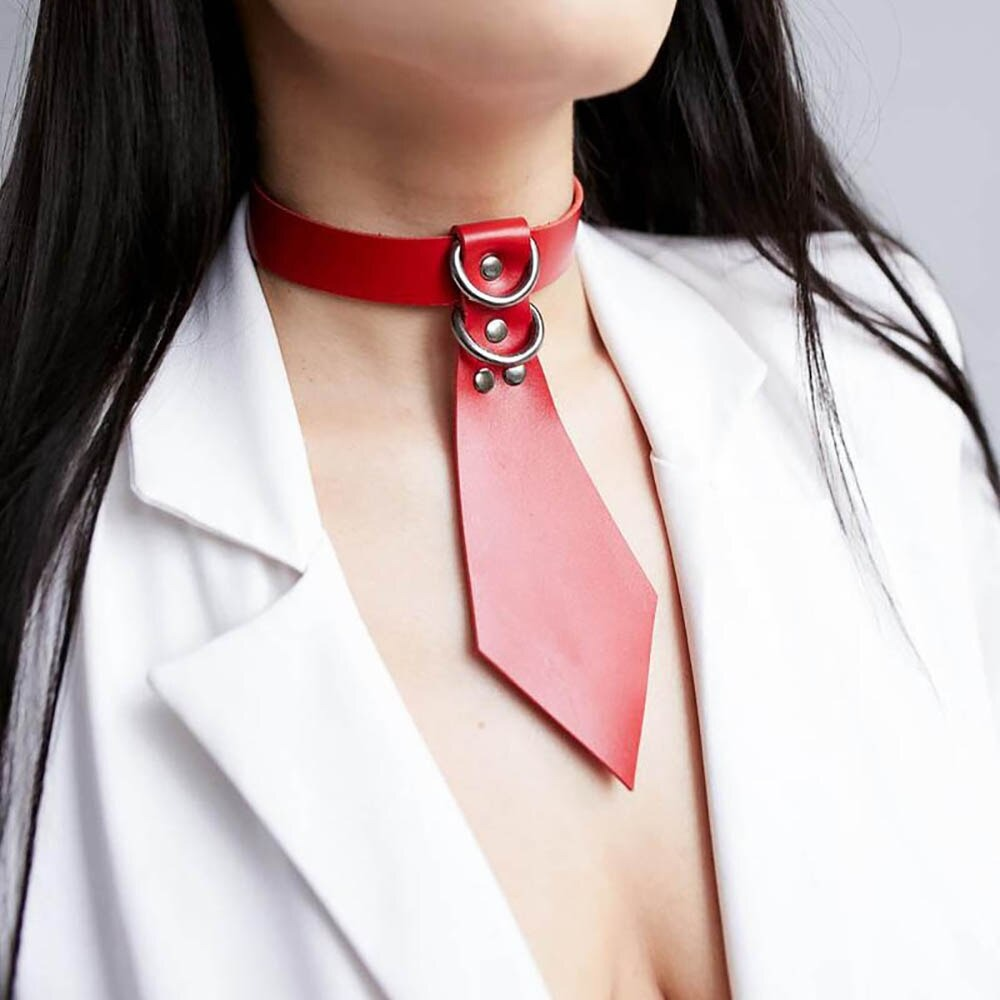 Women's Fetish Choker with Tie / Sexy Faux Leather Collar / BDSM Neck Accessories - EVE's SECRETS
