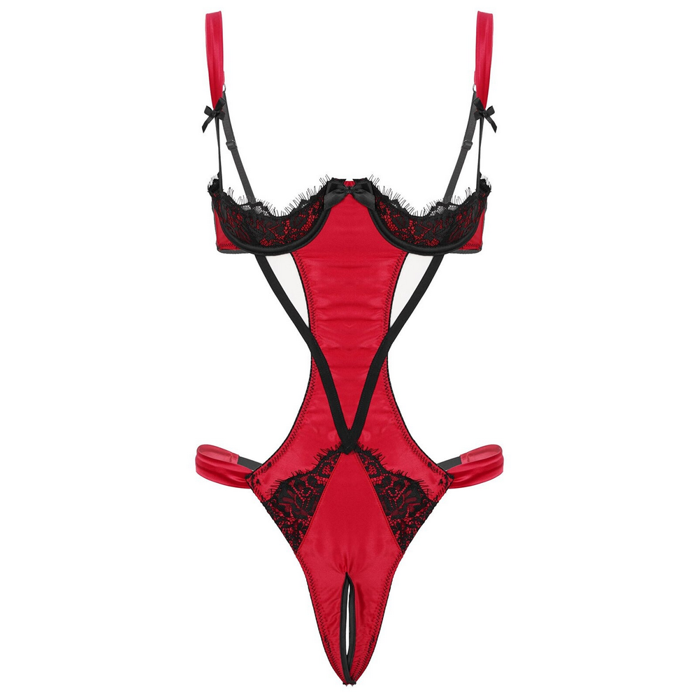 Women's Floral Lace Open Cup T-Back Bodysuit / Erotic Lingerie Nightwear for Lady - EVE's SECRETS