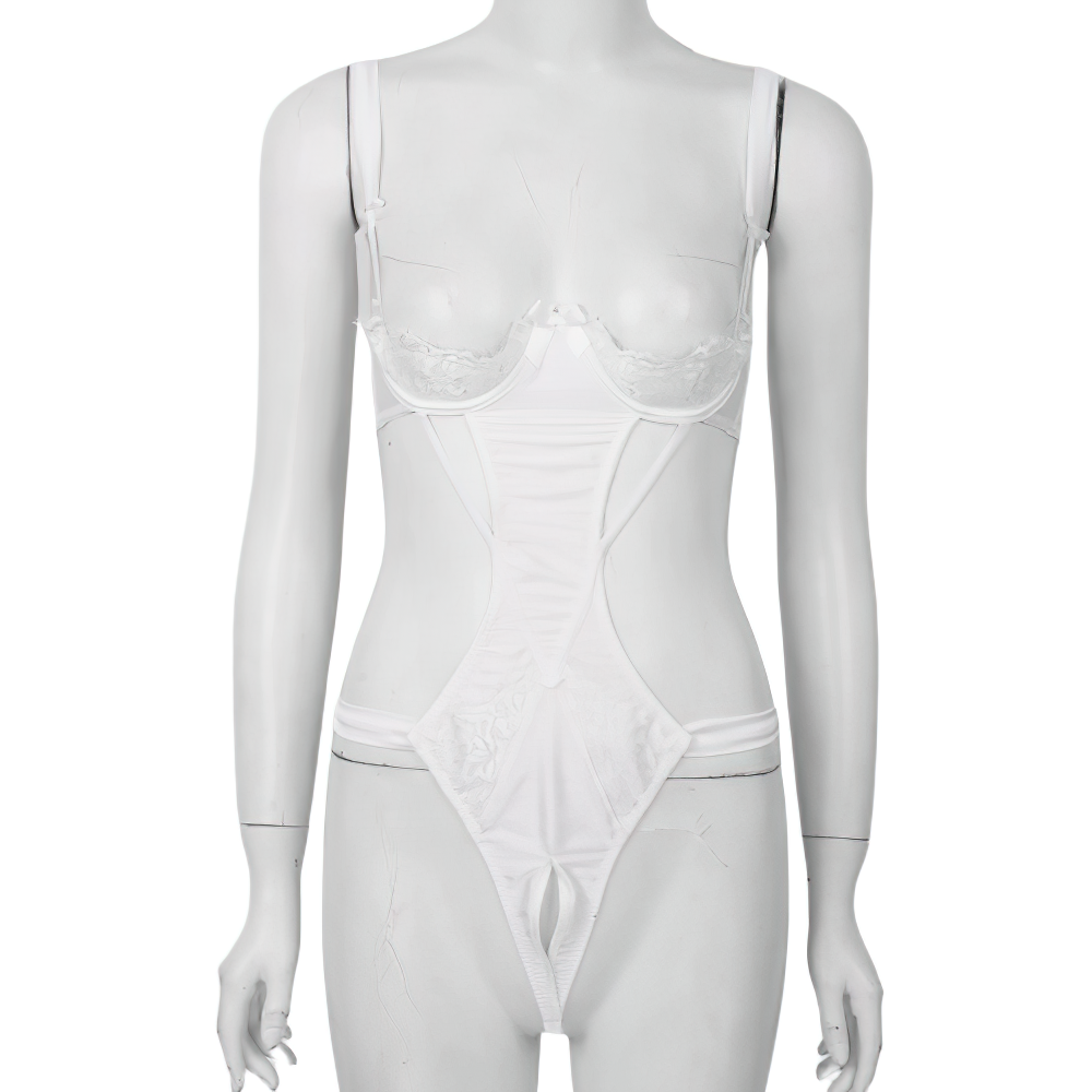 Women's Floral Lace Open Cup T-Back Bodysuit / Erotic Lingerie Nightwear for Lady - EVE's SECRETS