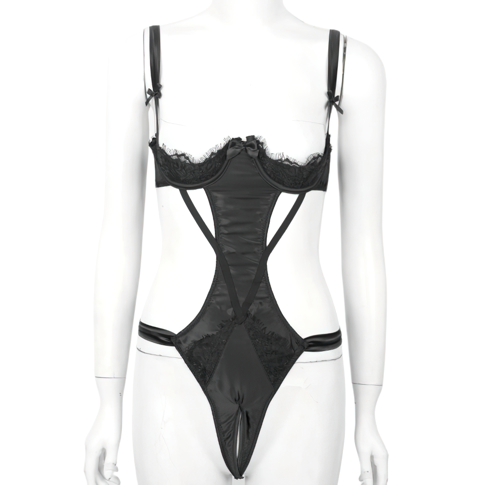 Women's Floral Lace Open Cup T-Back Bodysuit / Erotic Lingerie Nightwear for Lady - EVE's SECRETS