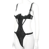 Women's Floral Lace Open Cup T-Back Bodysuit / Erotic Lingerie Nightwear for Lady - EVE's SECRETS