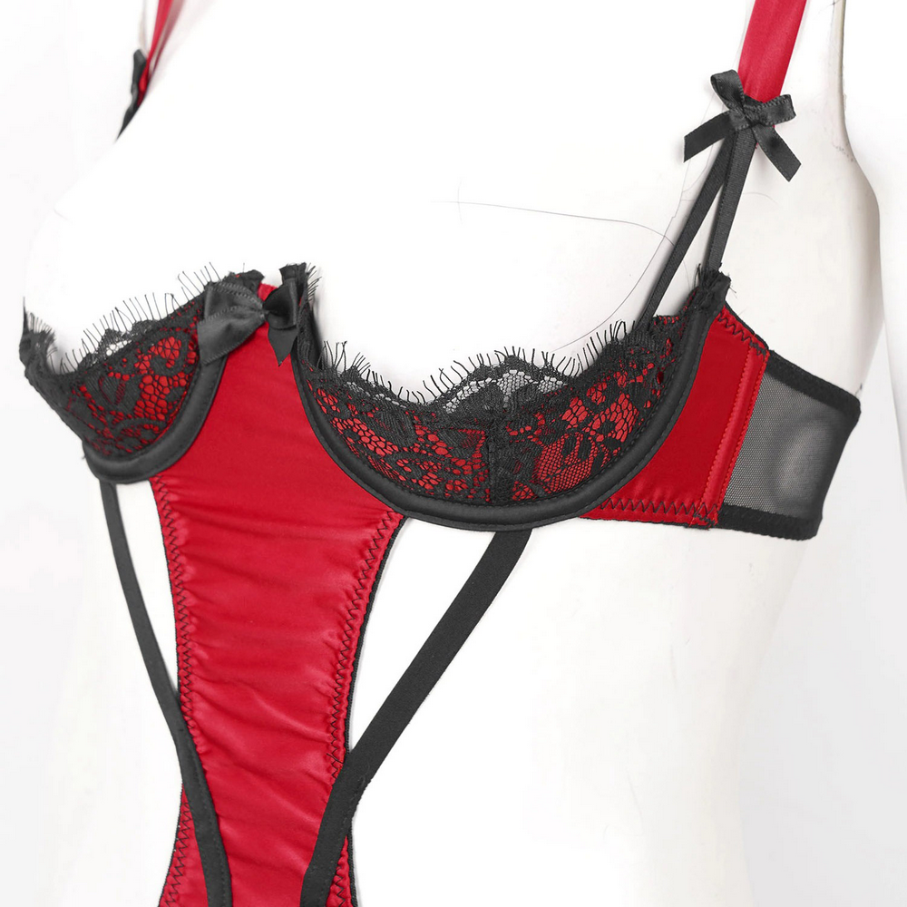 Women's Floral Lace Open Cup T-Back Bodysuit / Erotic Lingerie Nightwear for Lady - EVE's SECRETS