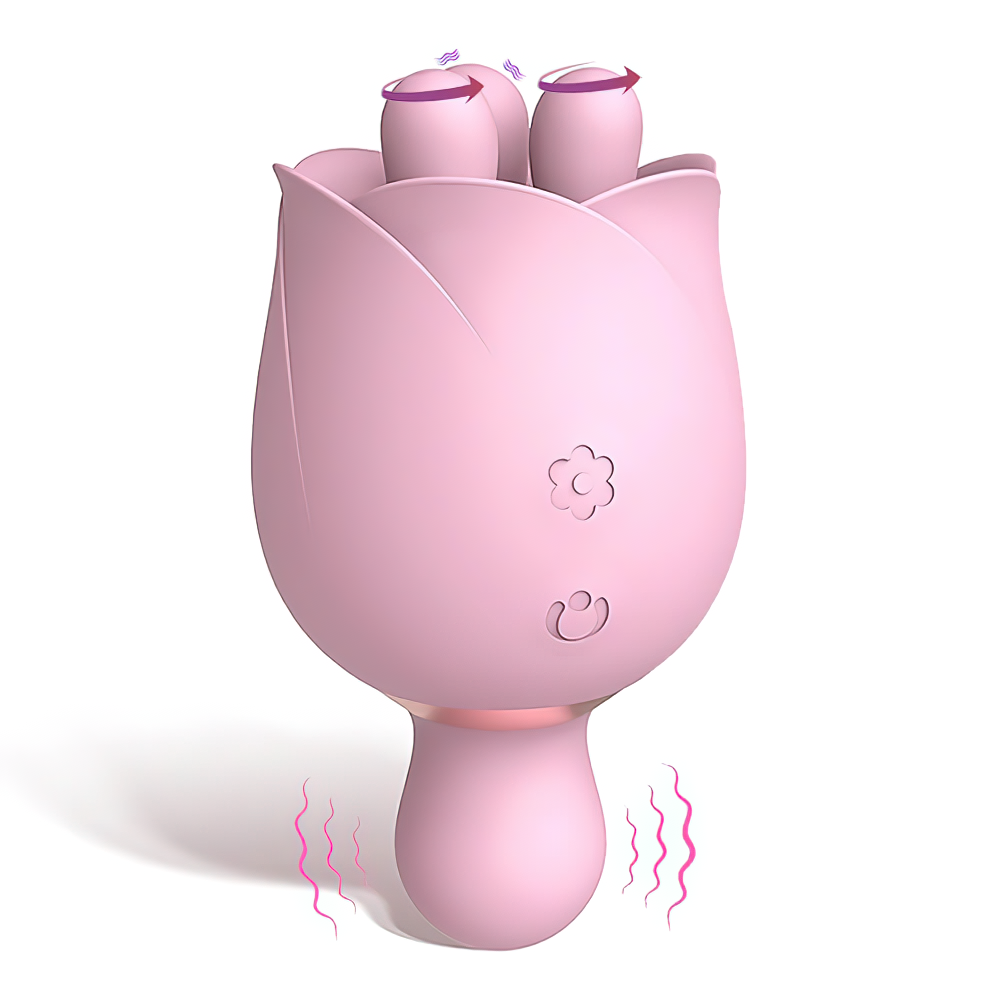 Women's Flowers Style Clitoral Vibrator / Female Silicone Massager with Rotating Heads - EVE's SECRETS