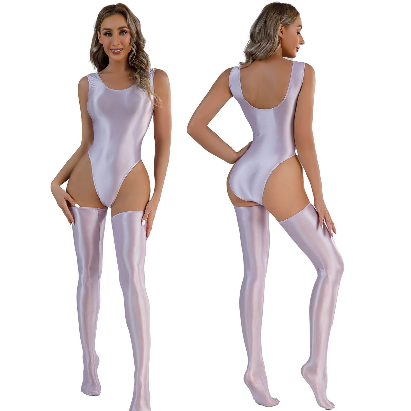 Women's Glossy Erotic Set / Sexy Slim Bodycon / Female Bright Stockings - EVE's SECRETS