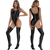 Women's Glossy Erotic Set / Sexy Slim Bodycon / Female Bright Stockings - EVE's SECRETS