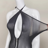 Women's Halter Bodystocking with Open Back and Plunging Neckline / Ladies' Sexy Outfits - EVE's SECRETS