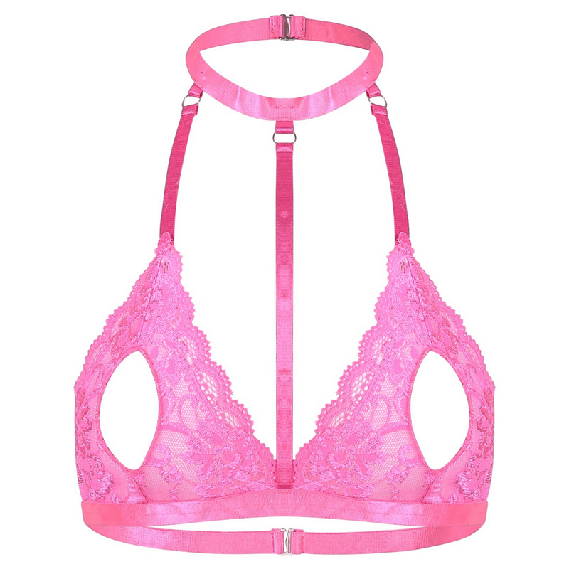 Women's Halter Lace Bra with Open Nipples / Female Sexy Strappy Underwear - EVE's SECRETS