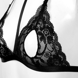 Women's Halter Lace Bra with Open Nipples / Female Sexy Strappy Underwear - EVE's SECRETS