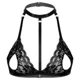 Women's Halter Lace Bra with Open Nipples / Female Sexy Strappy Underwear - EVE's SECRETS