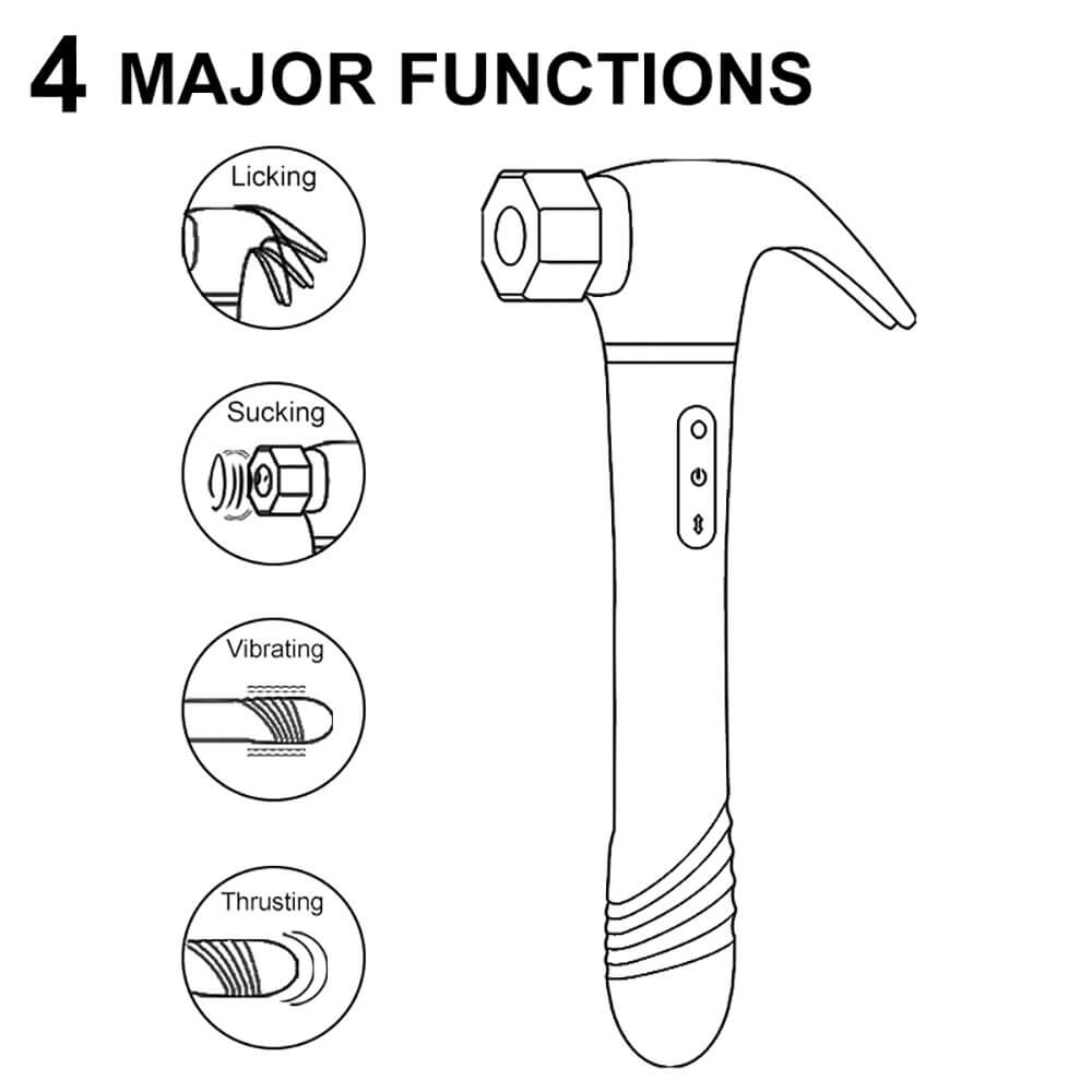 Women's Hammer Style Vibrator with Telescopic Handle / Female Clitoral Suction Masturbator - EVE's SECRETS