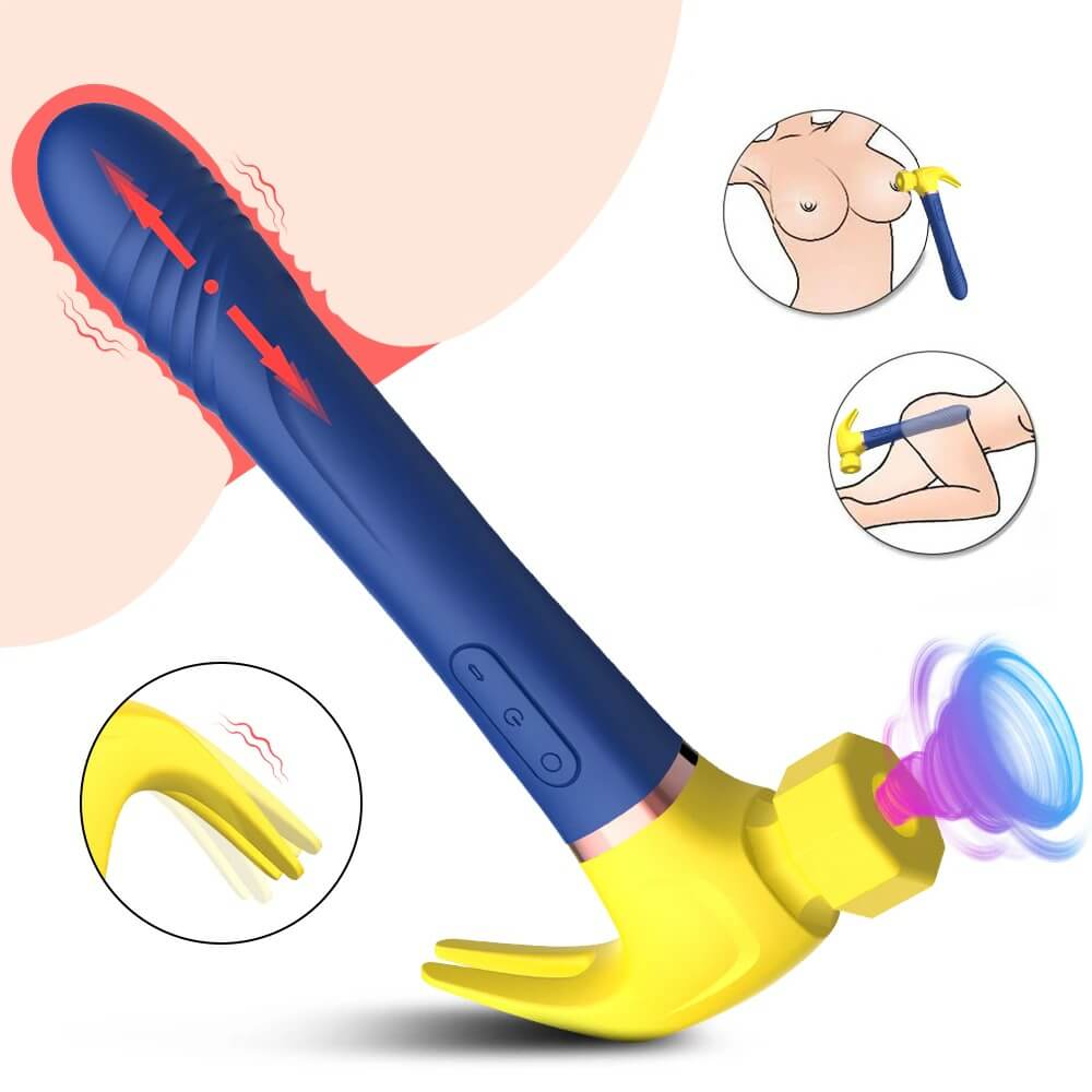 Women's Hammer Style Vibrator with Telescopic Handle / Female Clitoral Suction Masturbator - EVE's SECRETS