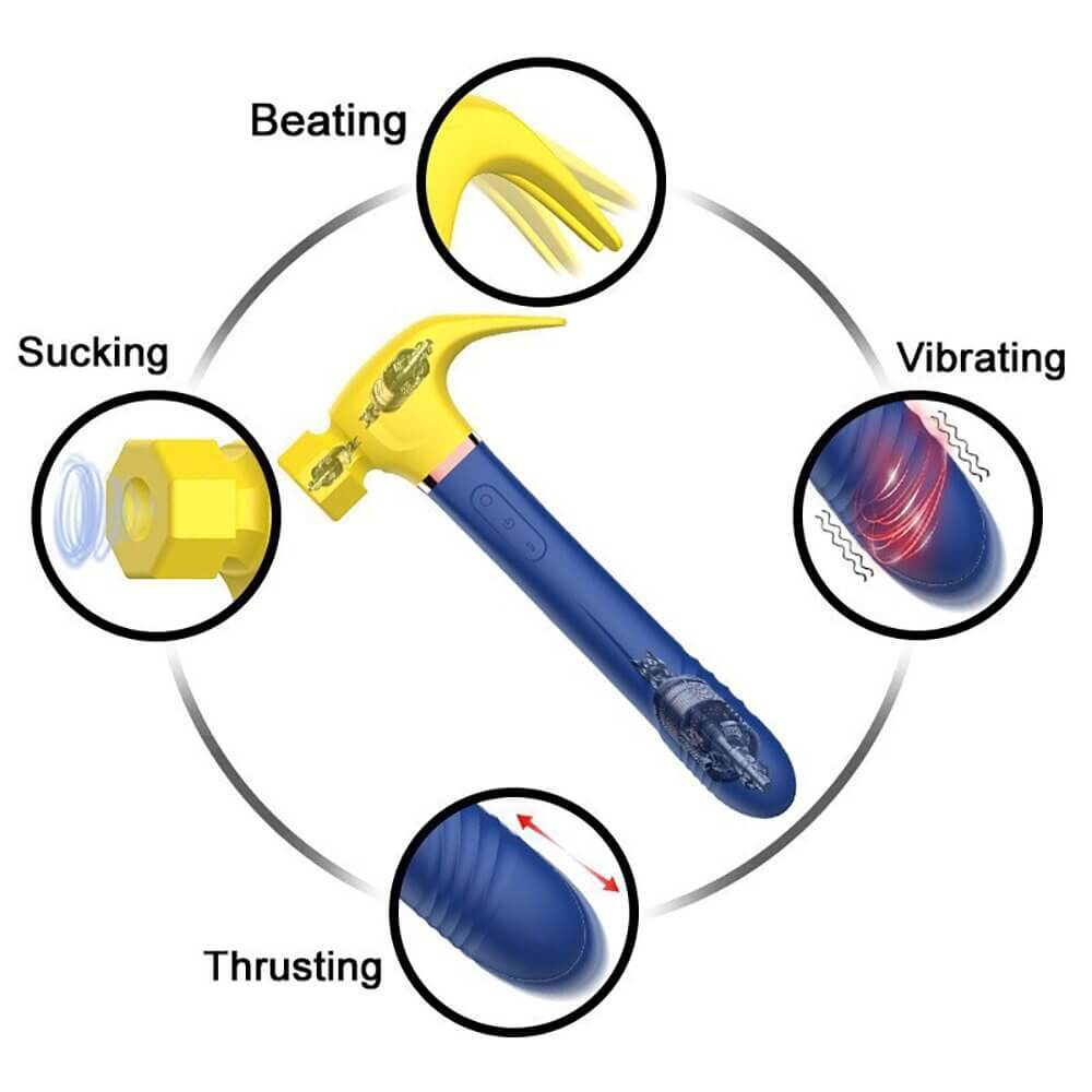 Women's Hammer Style Vibrator with Telescopic Handle / Female Clitoral Suction Masturbator - EVE's SECRETS