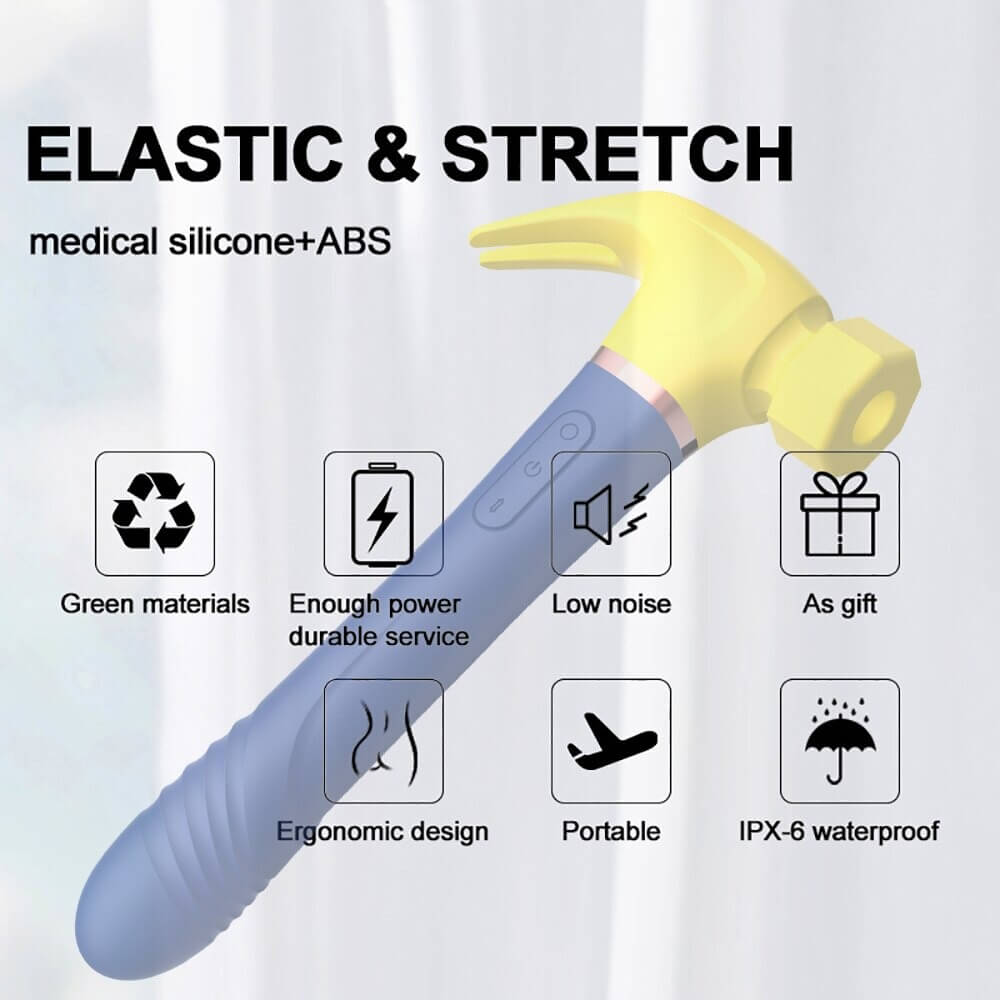 Women's Hammer Style Vibrator with Telescopic Handle / Female Clitoral Suction Masturbator - EVE's SECRETS