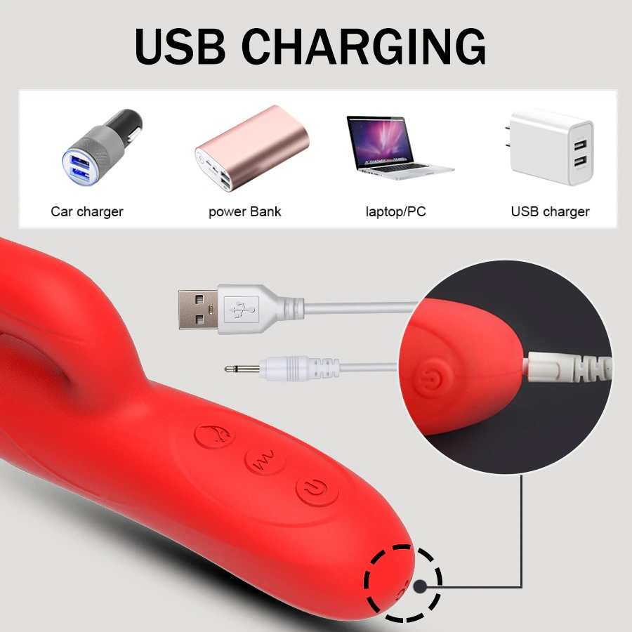 Women's Heating Dildo Vibrator / Adult Clitoris Telescopic Stimulator / Sex Toy Rabbit Vibrator - EVE's SECRETS