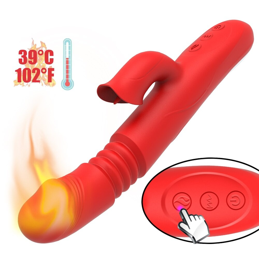 Women's Heating Dildo Vibrator / Adult Clitoris Telescopic Stimulator / Sex Toy Rabbit Vibrator - EVE's SECRETS