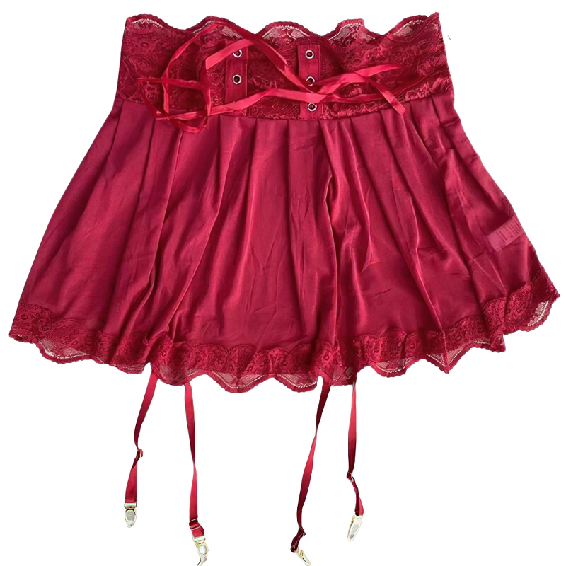 Women's High Waist Mini Skirt / Sexy Lace Skirt with Adjustable Garters Suspender Belt - EVE's SECRETS