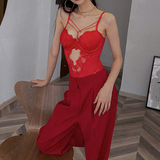 Women's Hollow Bodysuit with Lace / Sexy Jumpsuit with Bow / Push Up Bra for Adult - EVE's SECRETS