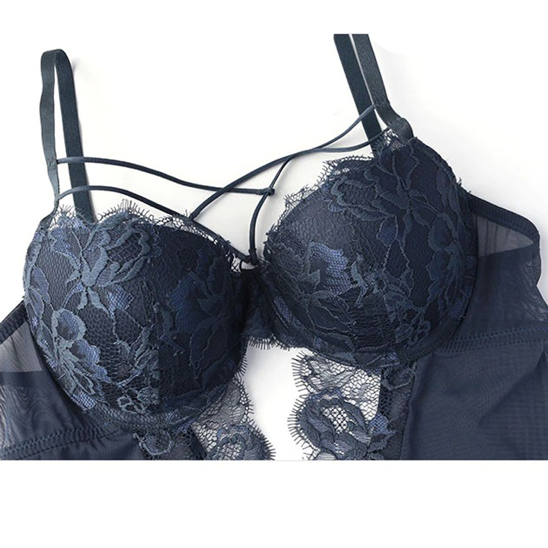 Women's Hollow Bodysuit with Lace / Sexy Jumpsuit with Bow / Push Up Bra for Adult - EVE's SECRETS