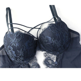 Women's Hollow Bodysuit with Lace / Sexy Jumpsuit with Bow / Push Up Bra for Adult - EVE's SECRETS