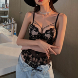 Women's Hollow Bodysuit with Lace / Sexy Jumpsuit with Bow / Push Up Bra for Adult - EVE's SECRETS