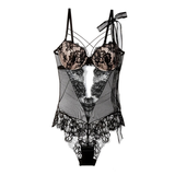 Women's Hollow Bodysuit with Lace / Sexy Jumpsuit with Bow / Push Up Bra for Adult - EVE's SECRETS