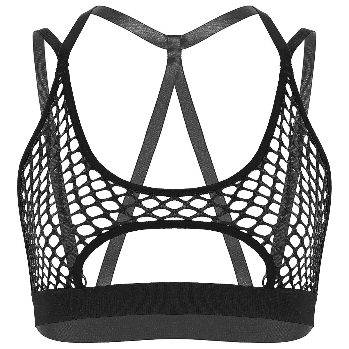 Women's Hollow Out Erotic Bra / Crop Top with Elastic Shoulder Straps Crisscross - EVE's SECRETS