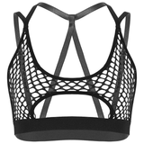 Women's Hollow Out Erotic Bra / Crop Top with Elastic Shoulder Straps Crisscross - EVE's SECRETS