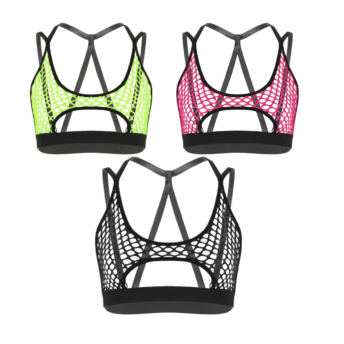 Women's Hollow Out Erotic Bra / Crop Top with Elastic Shoulder Straps Crisscross - EVE's SECRETS