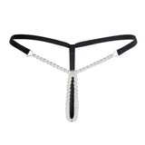 Women's Hot Erotic Lingerie / Mini Bikini with Pearls / Seductive Open Crotch Panties - EVE's SECRETS