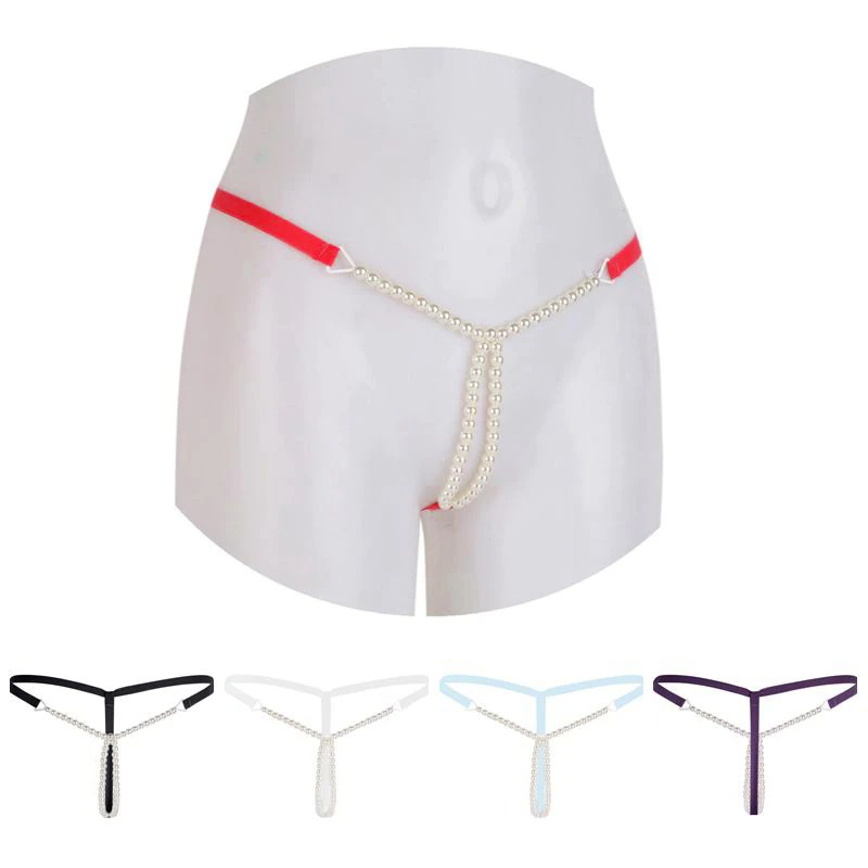 Women's Hot Erotic Lingerie / Mini Bikini with Pearls / Seductive Open Crotch Panties - EVE's SECRETS