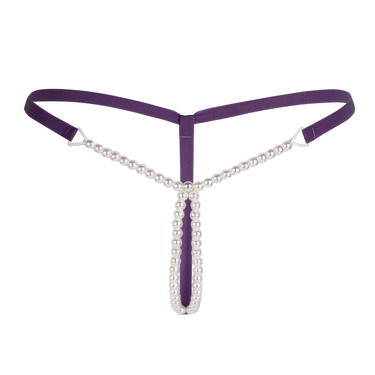 Women's Hot Erotic Lingerie / Mini Bikini with Pearls / Seductive Open Crotch Panties - EVE's SECRETS