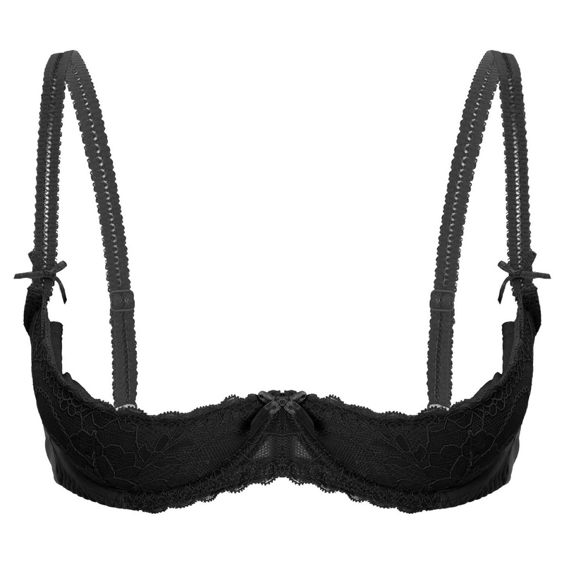 Women's Lace 1/2 Cup Bra / Exotic Push Up Brassiere / Female Adjustable Straps Lingerie - EVE's SECRETS